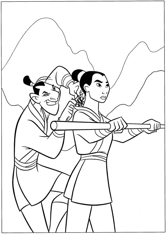 coloriage mulan en entrainement